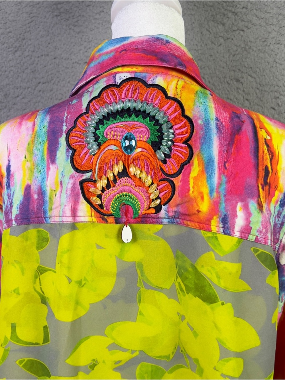 Soft Surroundings Top Womens PL Multicolor Festiva Shirt Embellished Embroidered - Picture 4 of 9